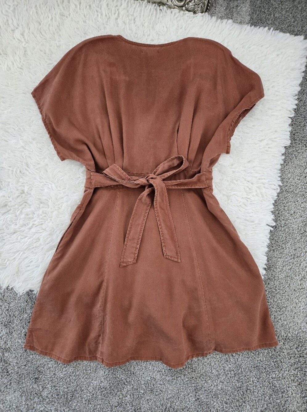 Quince Rust Button-Front Mini Dress - Picture 5 of 11